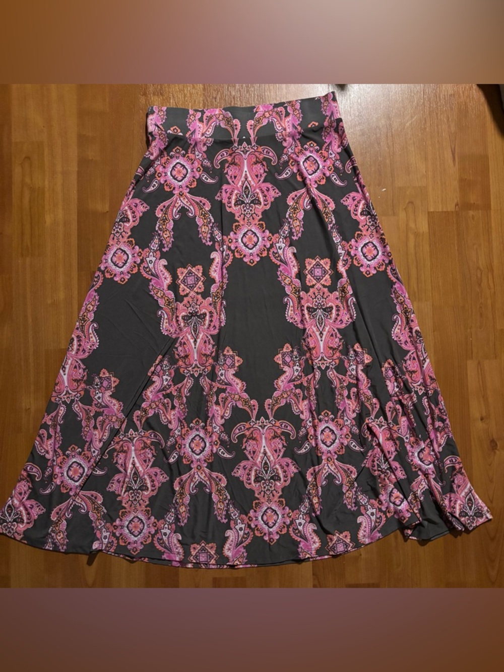 Women’s INC Pink and brown paisley maxi skirt Size M